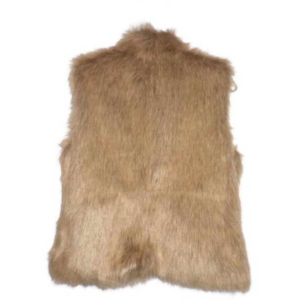 INC Faux Fur Vest M Brown Beige Tan OPEN FRONT - Picture 5 of 6